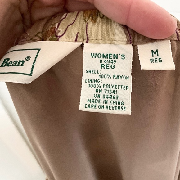 Vintage L.L. Bean Maxi Skirt Floral Print Tan Beige Ocre Lavender Cream Brown M - Picture 4 of 11